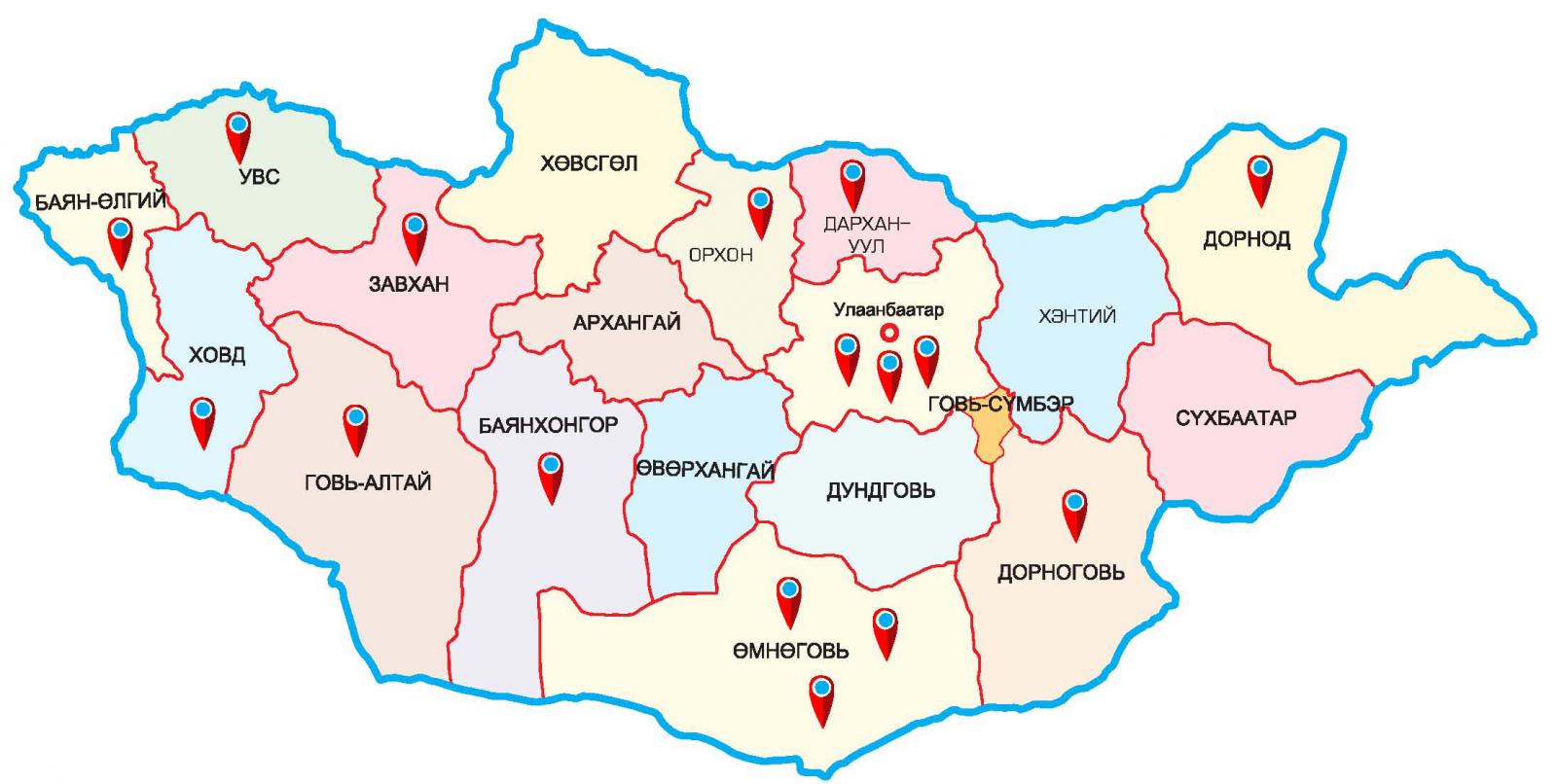 Карта монголии дархан